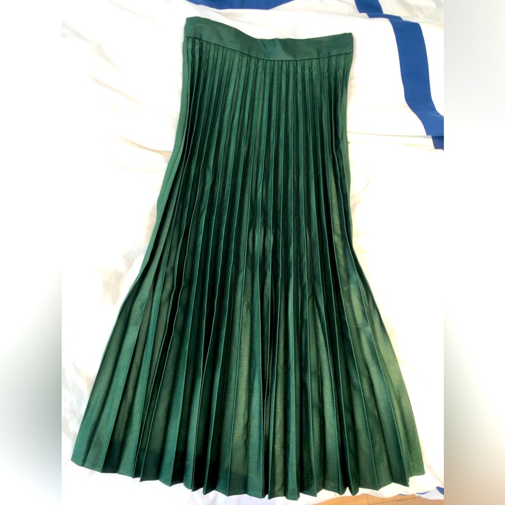 Zara - pleated - midi - green - skirt